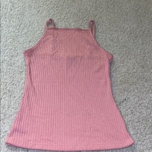 Fitted Flamingo Pink Tee with Straps. Size: Medium